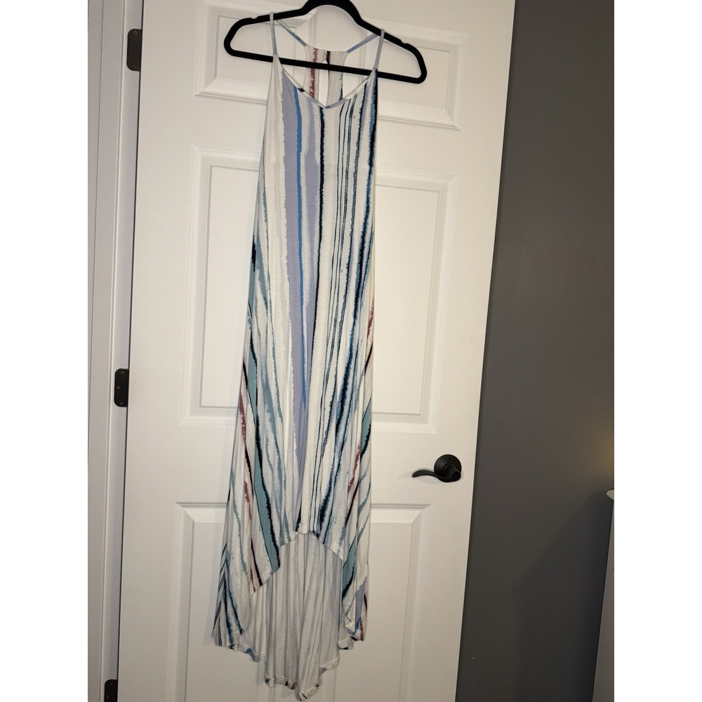 Anthropologie Antibes Blanc Maxi Dress Watercolor Stripe Medium